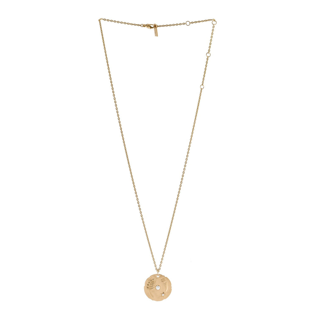 18K Yellow Gold Diamond Talismans Medal Pendant Necklace
