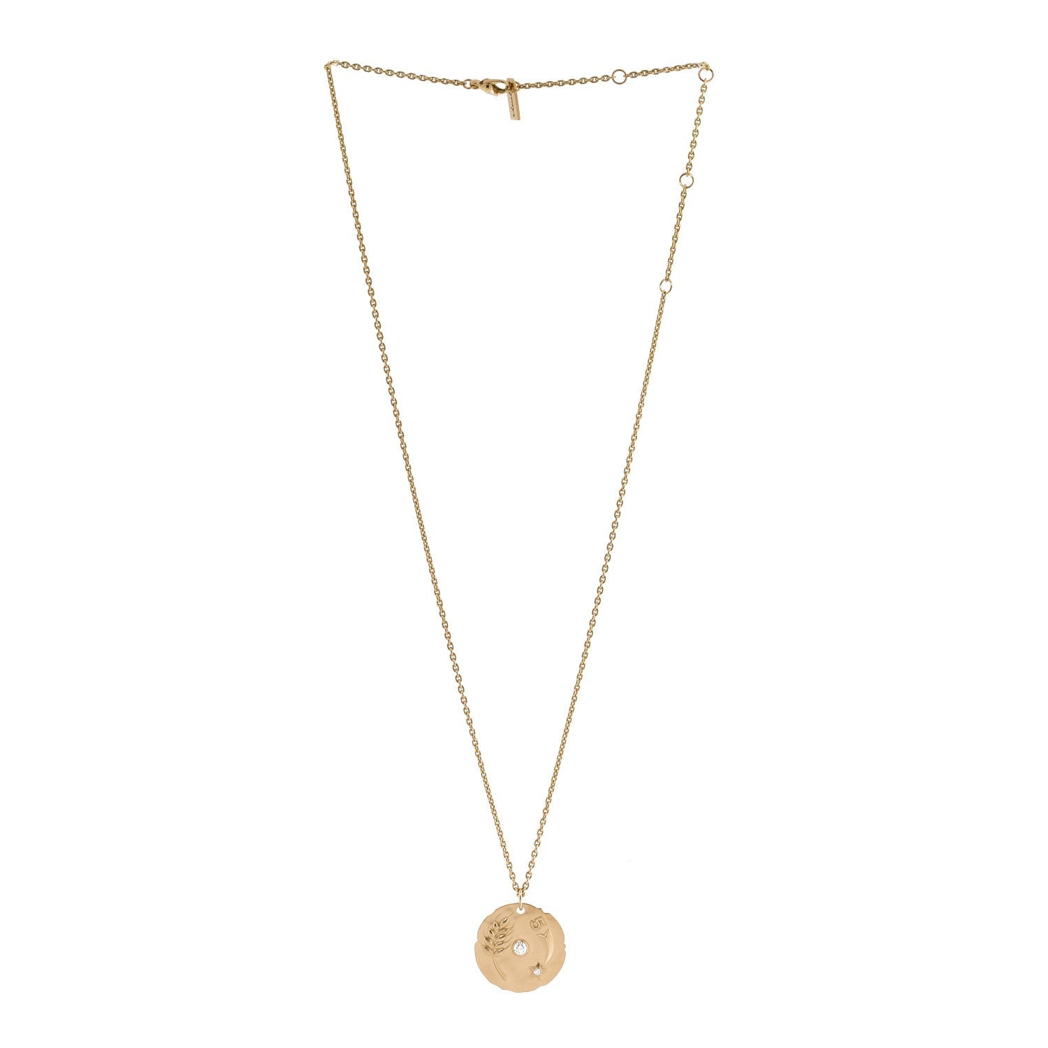 18K Yellow Gold Diamond Talismans Medal Pendant Necklace