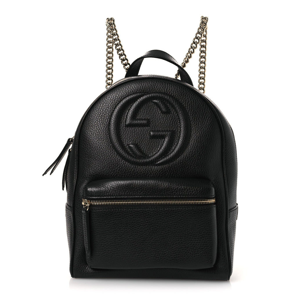 Gucci Pebbled Calfskin Soho Chain Backpack Black
