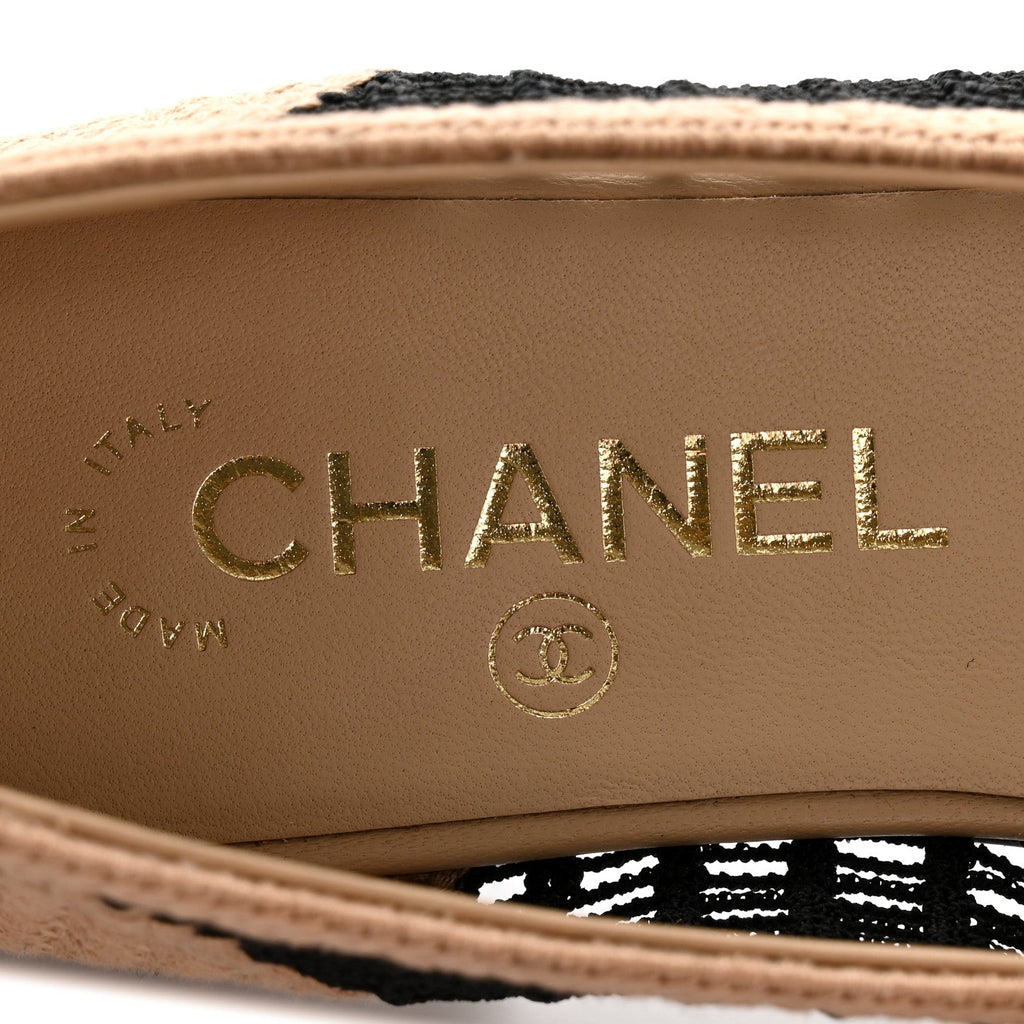 Raffia Cap Toe Ballerina Flats 37 Black Beige