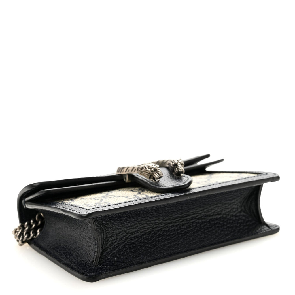 Gucci GG Supreme Monogram Textured Dollar Calfskin Super Mini Dionysus Shoulder Bag Beige Blue