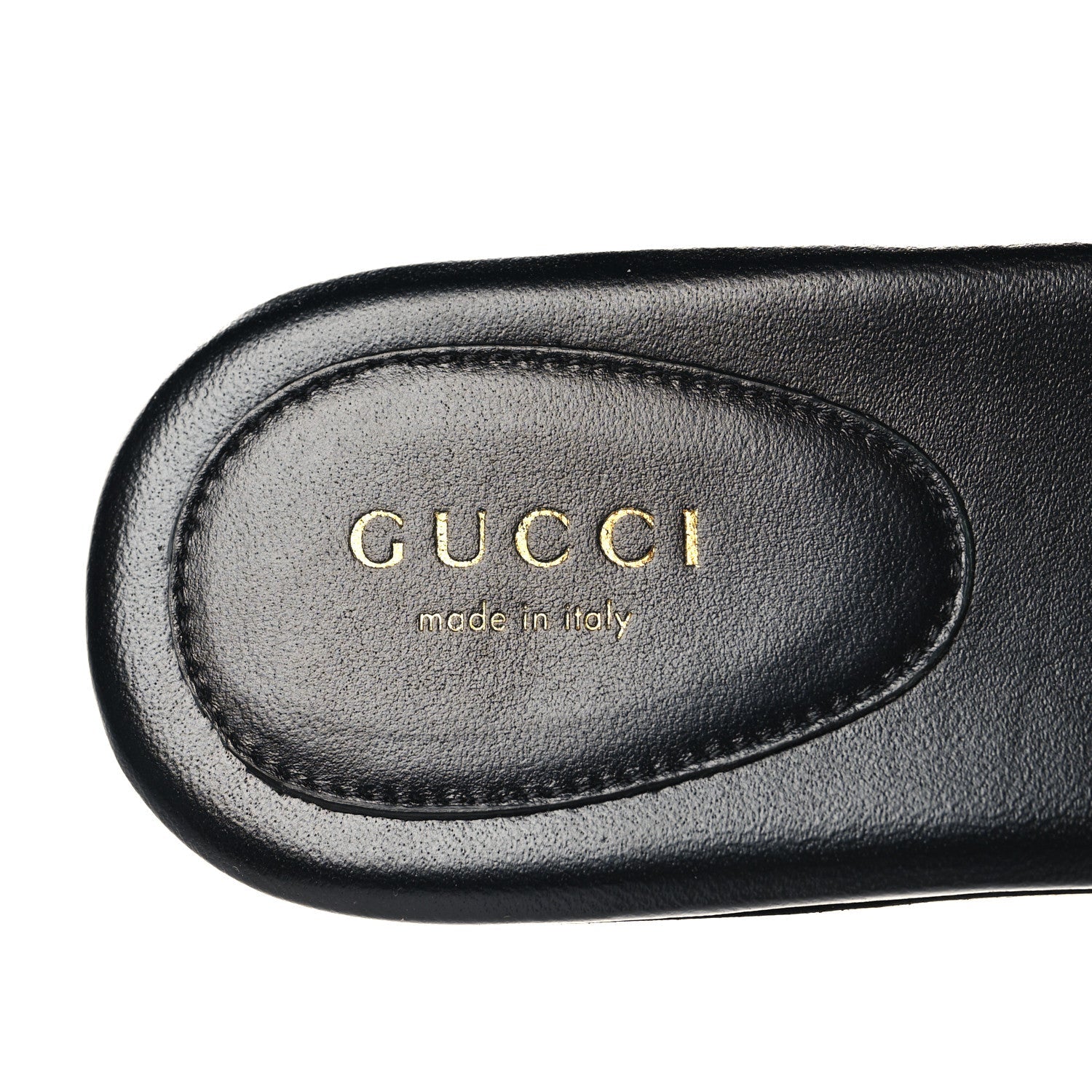 Gucci Canvas Rice Cosmos Softy Calfskin Interlocking G Cut Out Slide Sandals 37.5 Black Natural