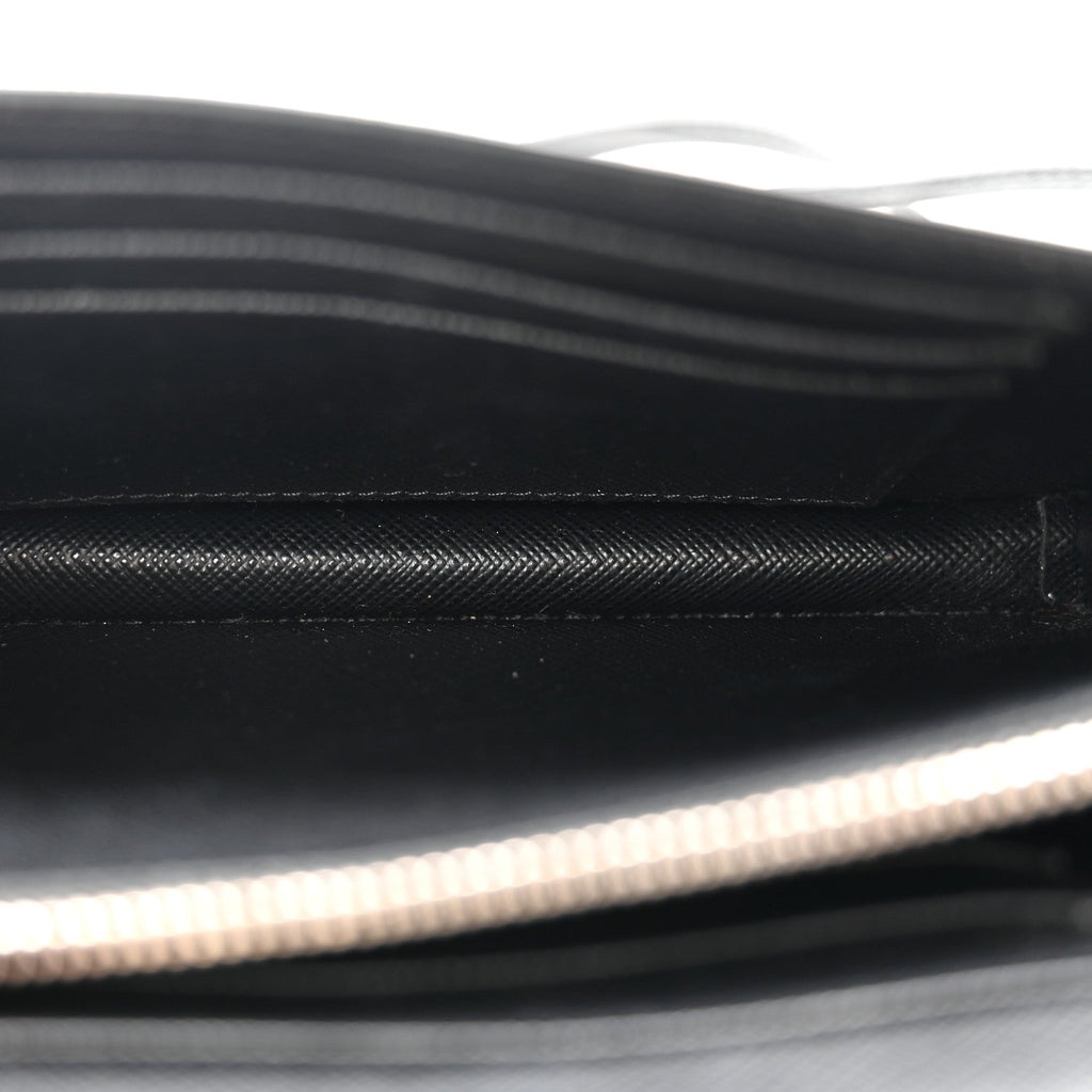 Prada Saffiano Metal Flap Wallet With Strap Black
