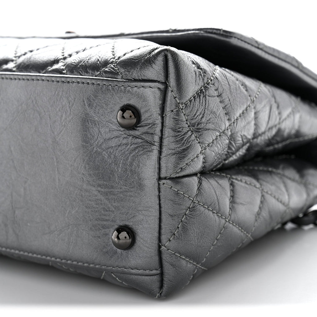 Chanel Metallic Aged Calfskin Quilted Small Coco Handle Flap Charcoal