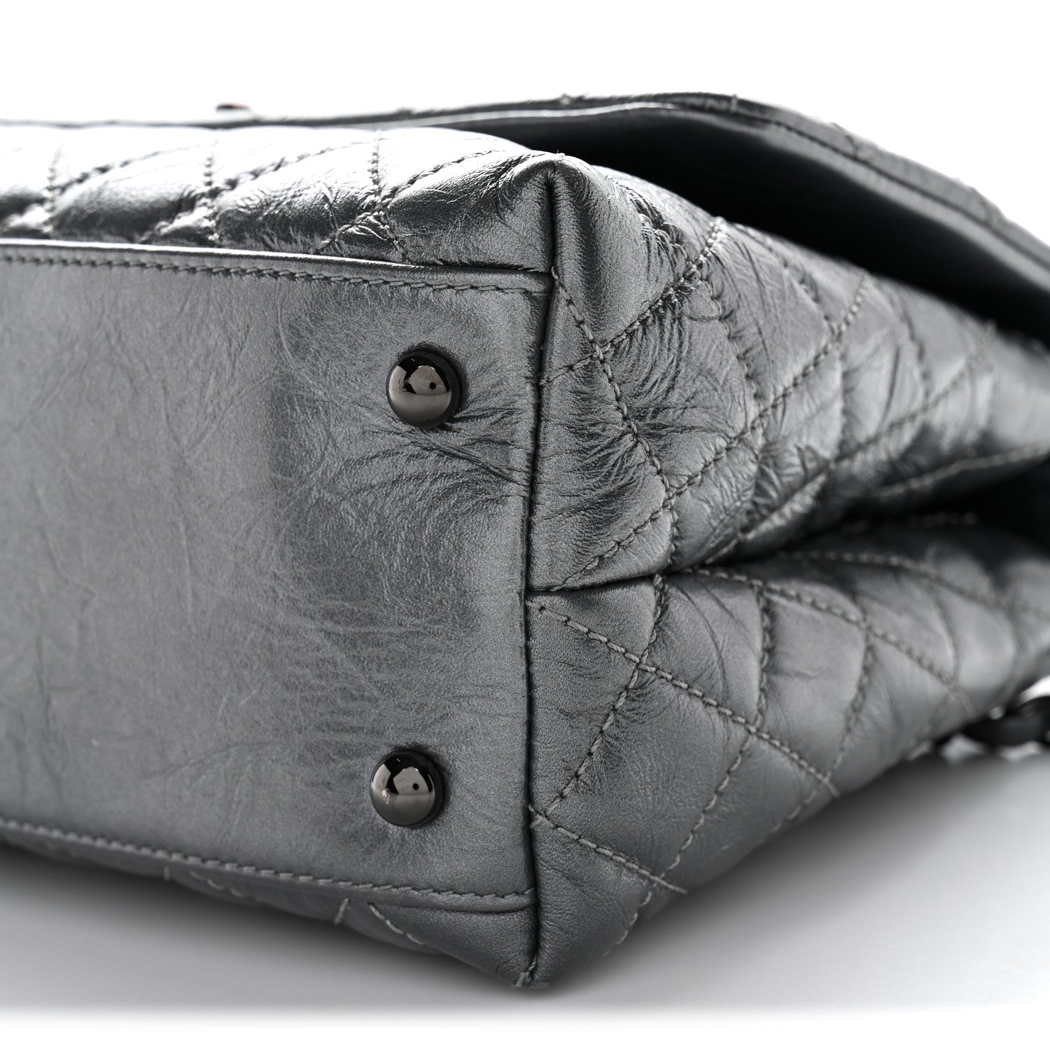Chanel Metallic Aged Calfskin Quilted Small Coco Handle Flap Charcoal