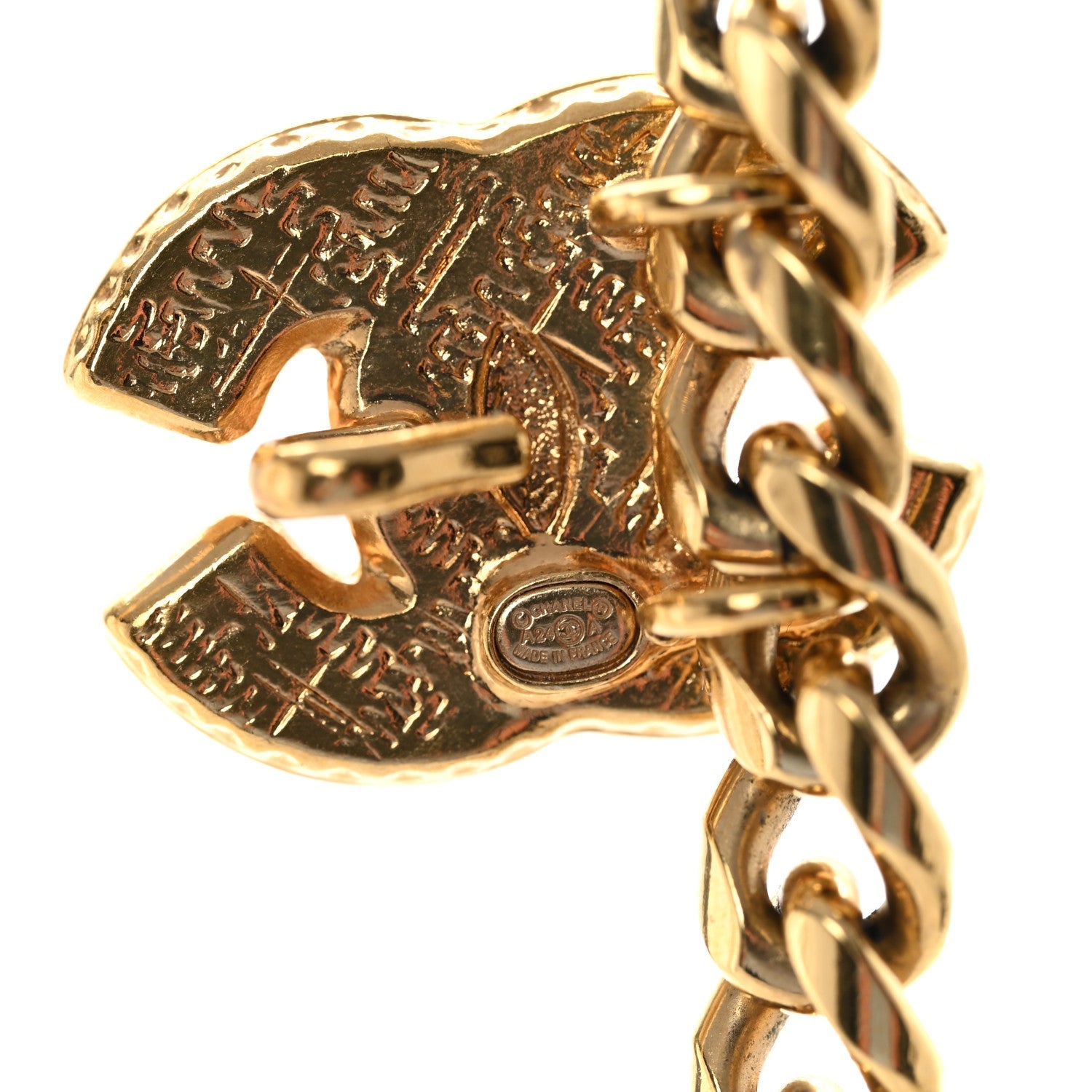 Metal Resin Chain CC Bolo Necklace Gold