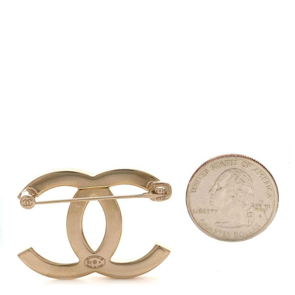 Crystal CC Brooch Gold