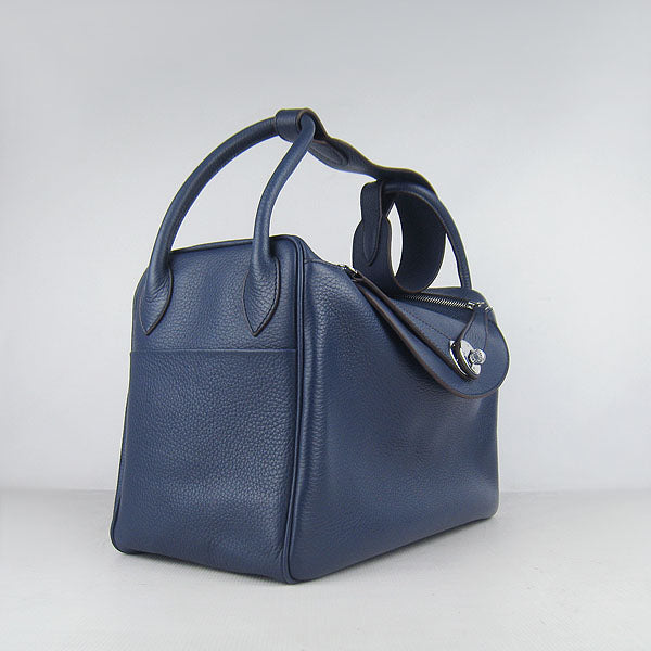 Hermes Lindy 34cm handbag 6208 dark blue Silver
