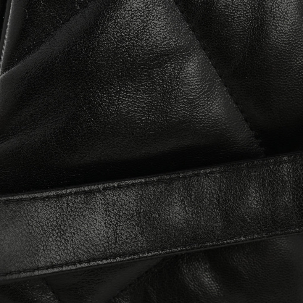 Chanel Shiny Goatskin Quilted Large Chanel 19 Flap Black