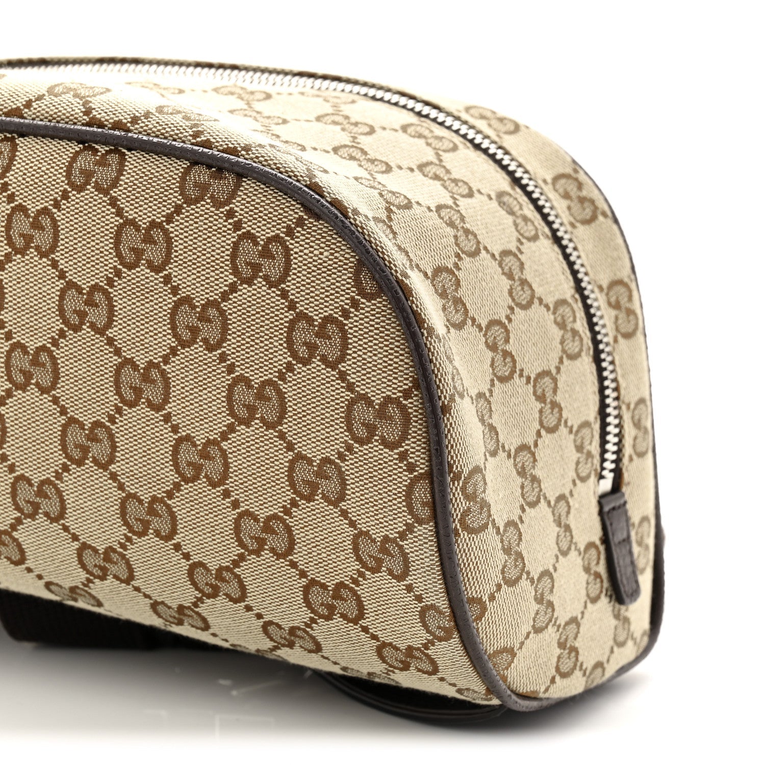 Gucci Monogram Dollar Calfskin Waist Pouch Beige Ebony Testa di Moro Marrone Scuro