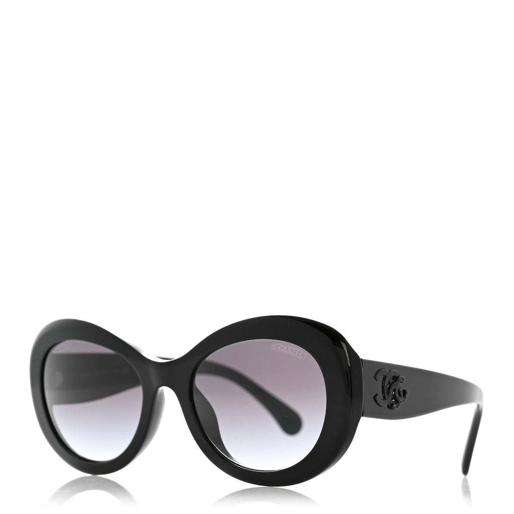 Acetate Polarized Oval CC Sunglasses 5469-B-A Black
