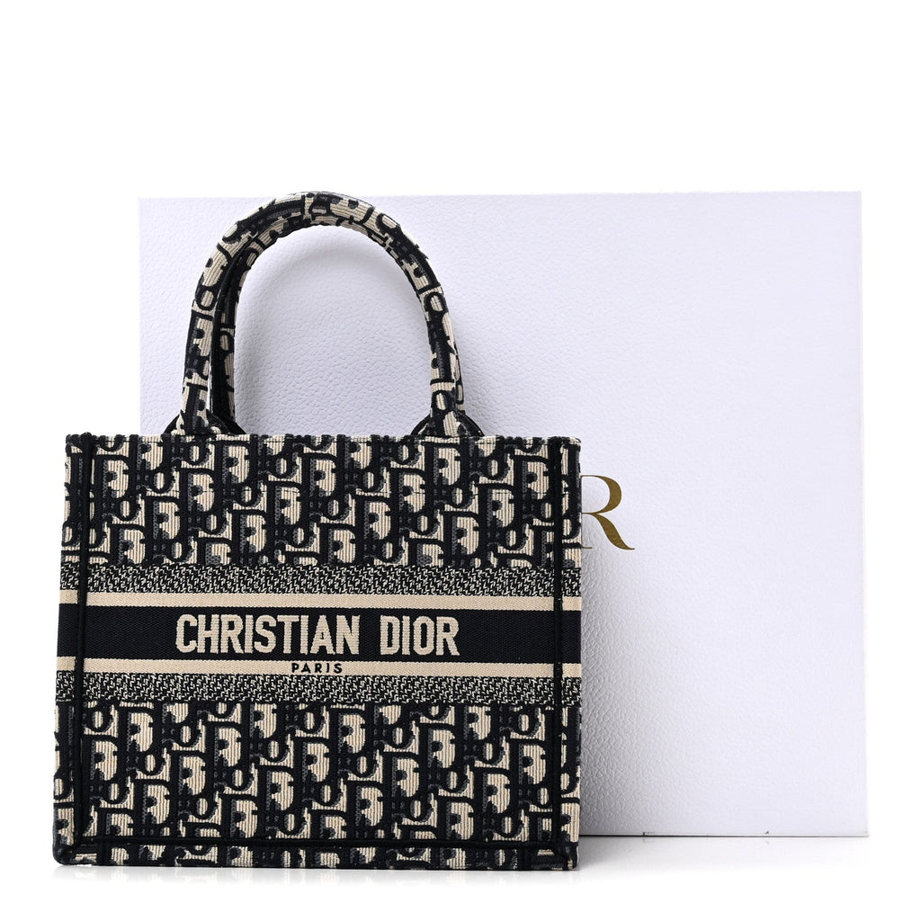 Christian Dior Oblique Small Book Tote Blue Multicolor