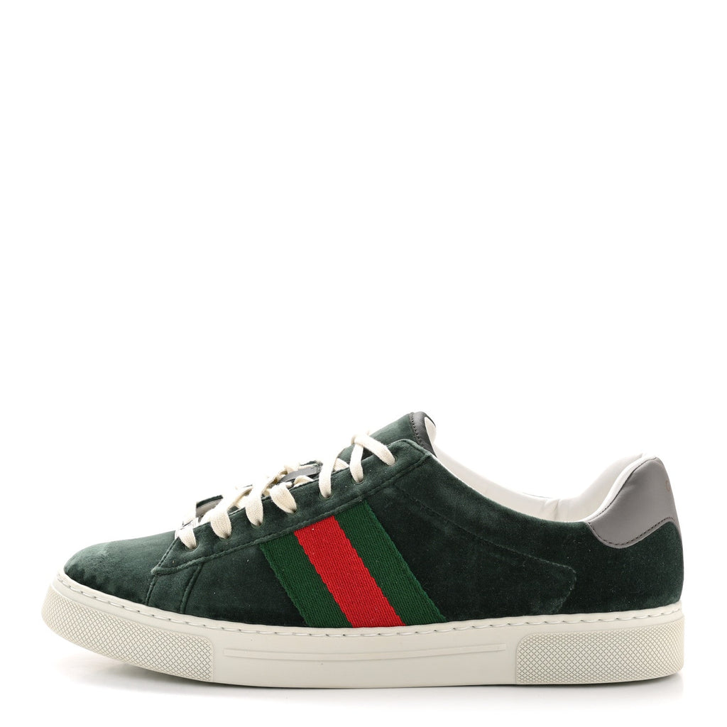 Gucci Velvet Web Mens Ace Sneakers 8 Green Red