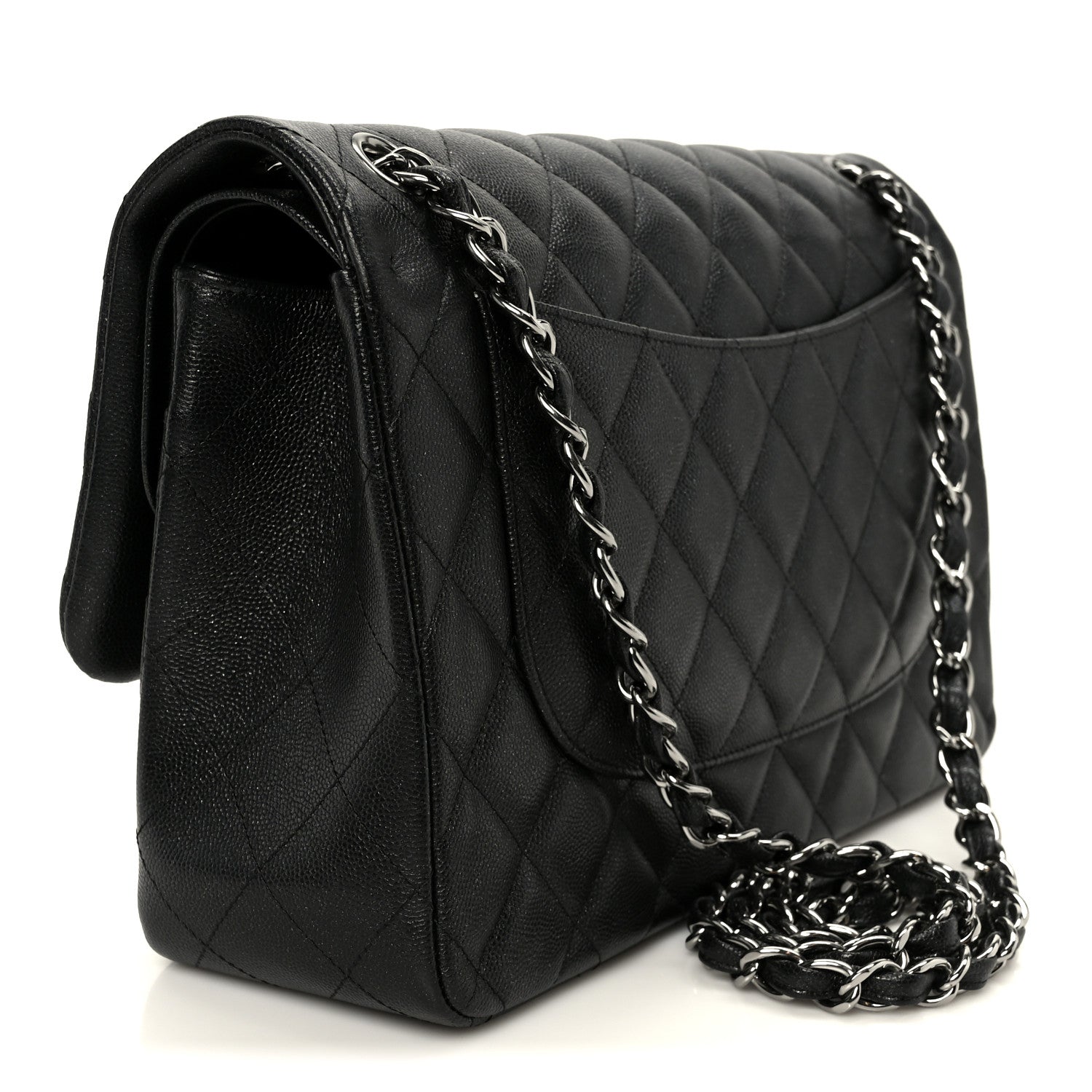 Chanel Iridescent Caviar Quilted Jumbo Double Flap Black