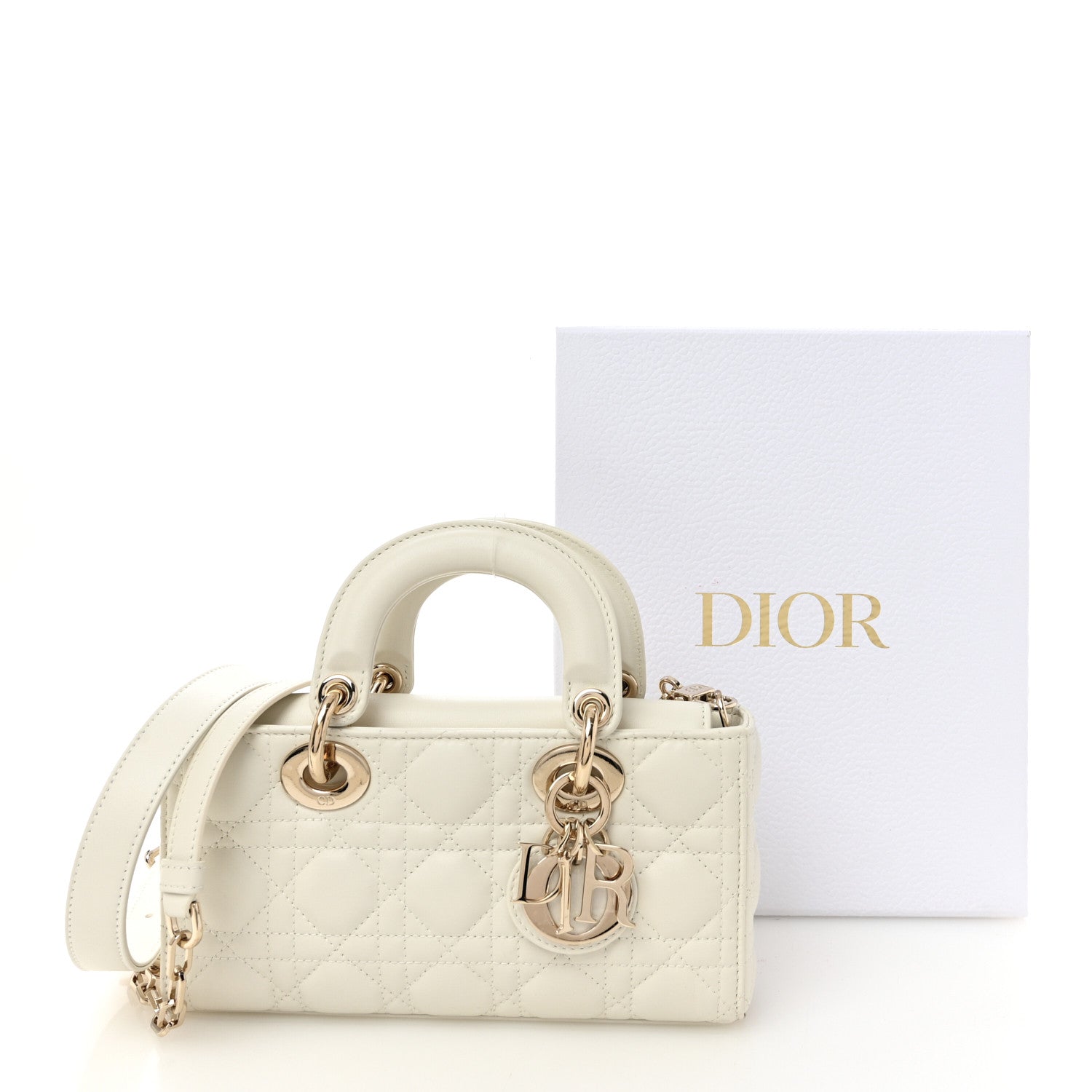 Christian Dior Lambskin Cannage Small Lady D-Joy Latte