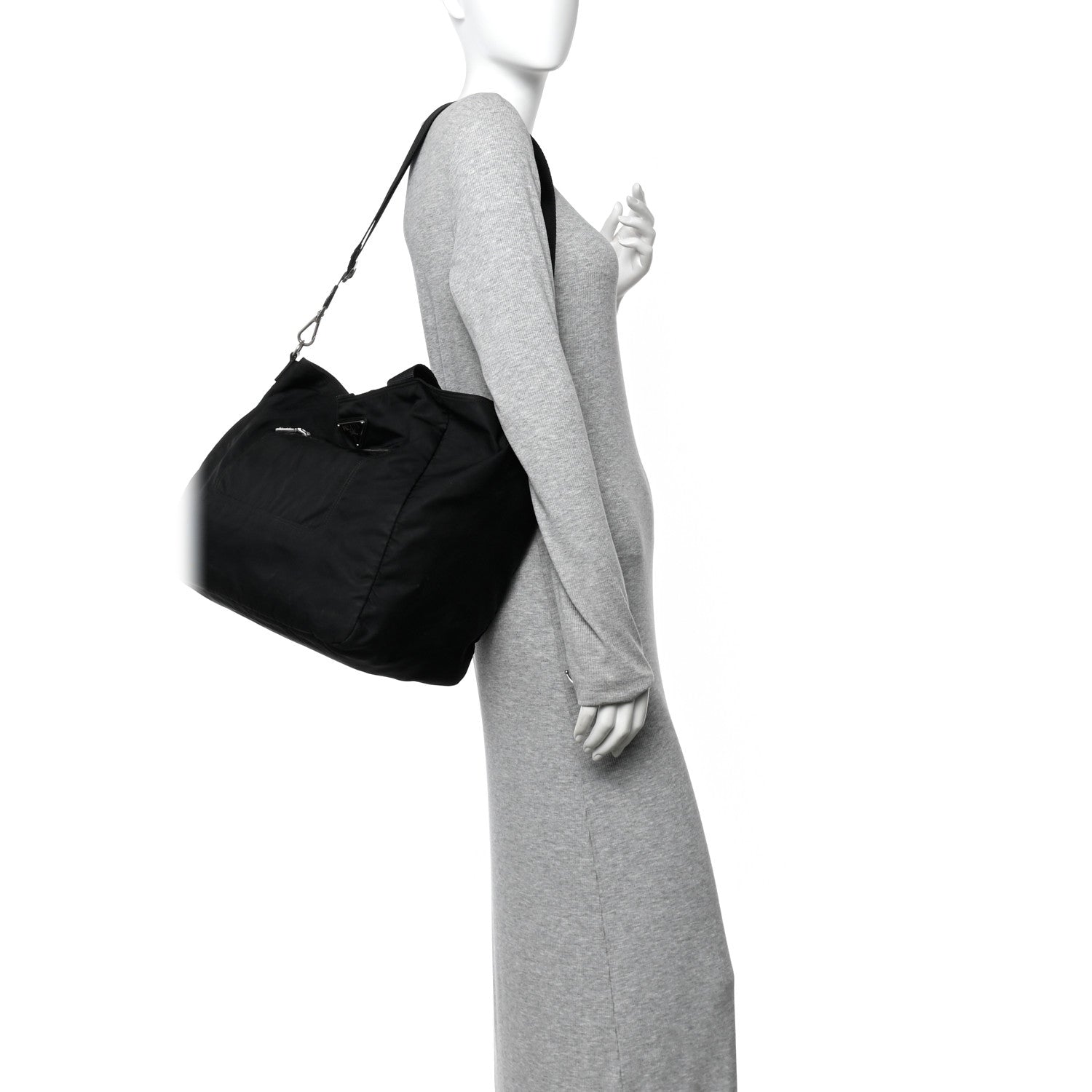 Prada Tessuto Nylon Zip Convertible Tote Black