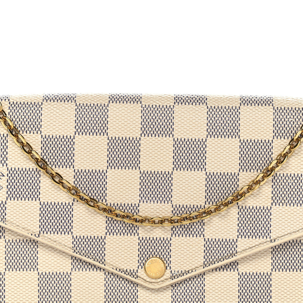 Louis Vuitton Damier Azur Pochette Felicie Chain Wallet Rose Ballerine
