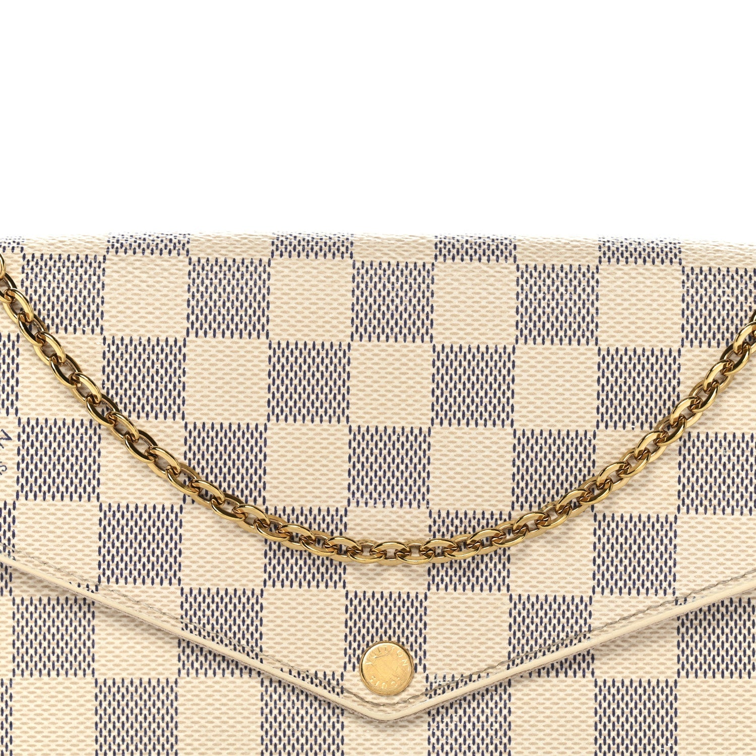Louis Vuitton Damier Azur Pochette Felicie Chain Wallet Rose Ballerine