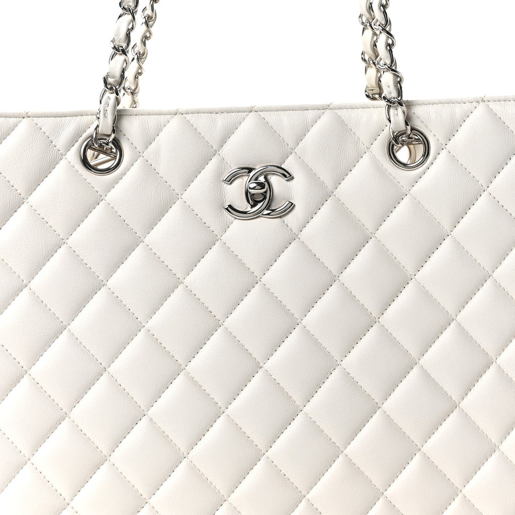 Chanel Calfskin Quilted Large Classic Shopping Tote White