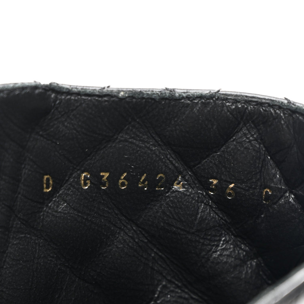 Chanel Shiny Calfskin Quilted Lace Up Combat Boots 36 Black