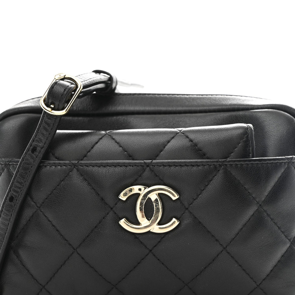 Chanel Lambskin Quilted Waist Bag With Pouch Black