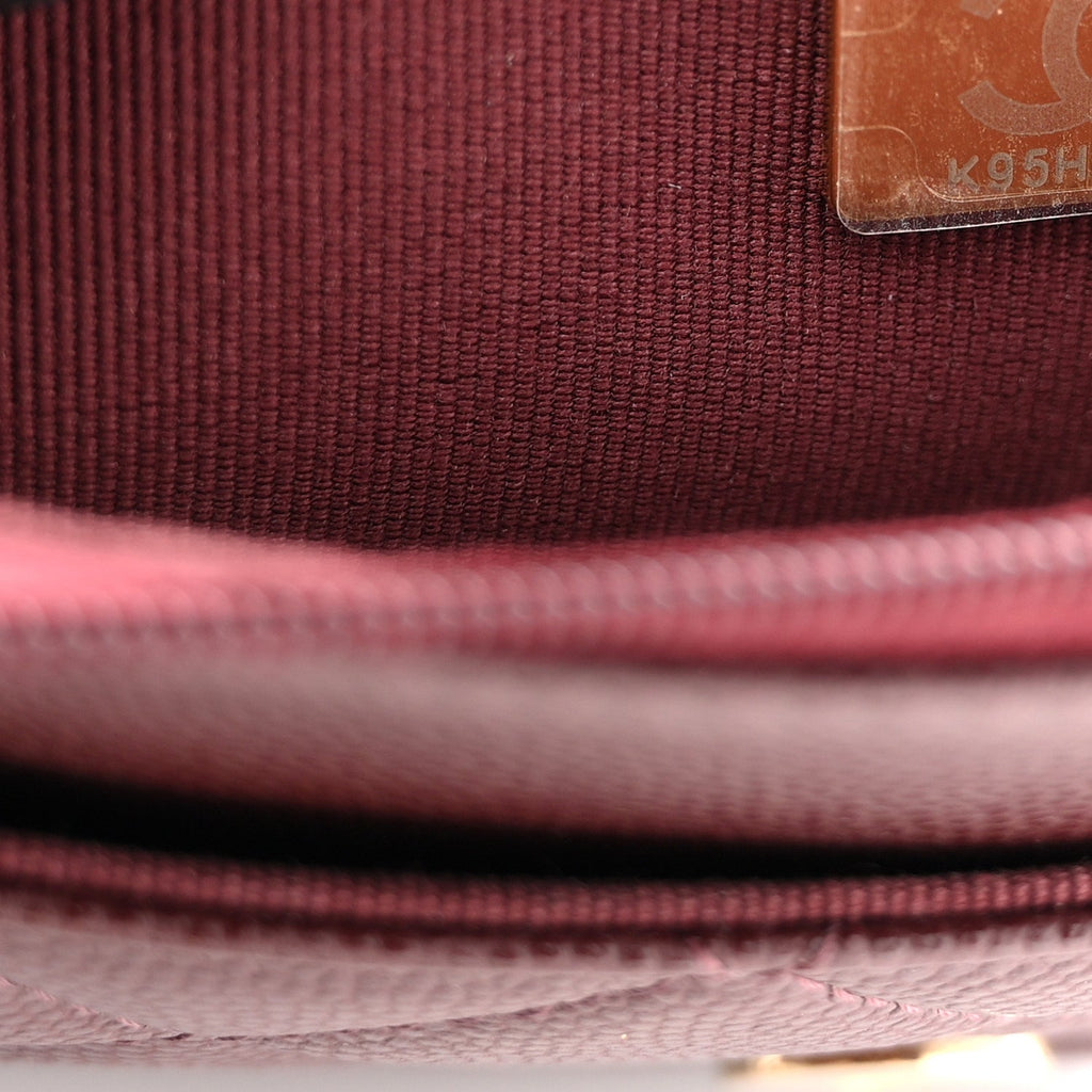 Chanel Shiny Caviar Quilted Strass Wallet On Chain WOC Bordeaux