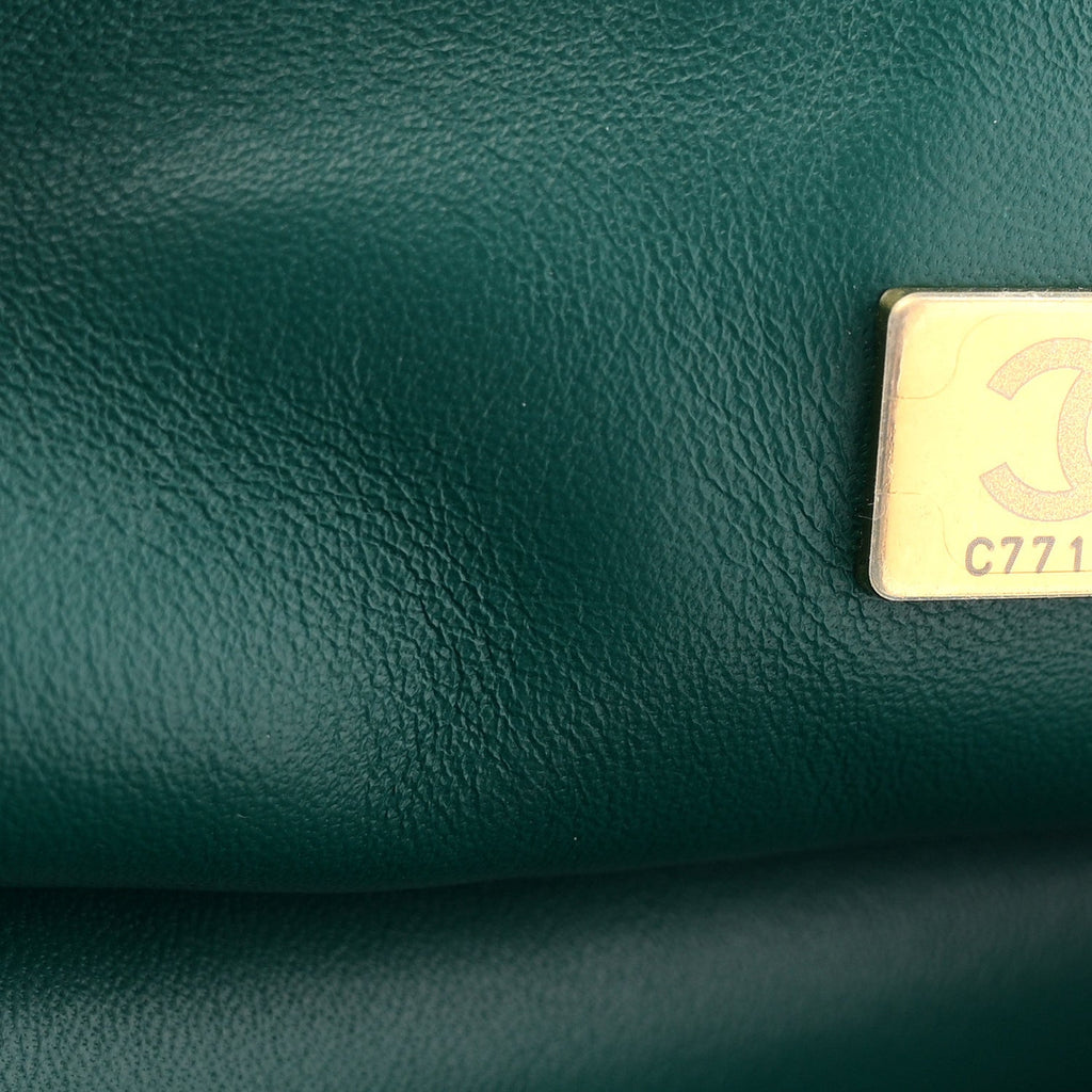 Chanel Shearling Lambskin Quilted Small Vanity Case Green