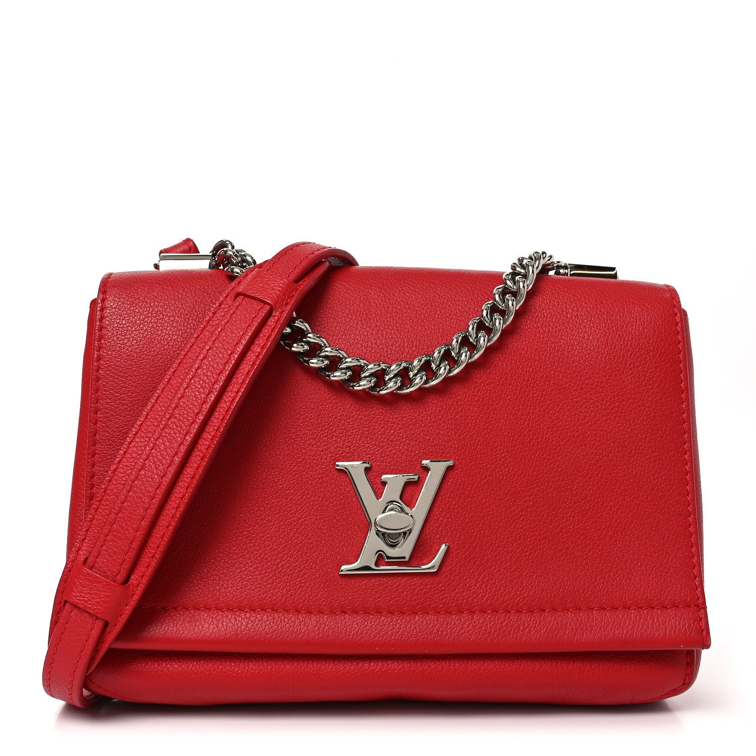 Louis Vuitton Calfskin Lockme II Chain Bag BB Rubis