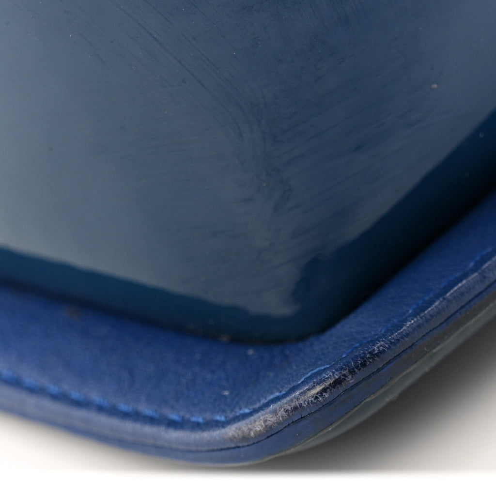 Chanel Patent Calfskin Quilted Medium Plexiglass Boy Flap Blue
