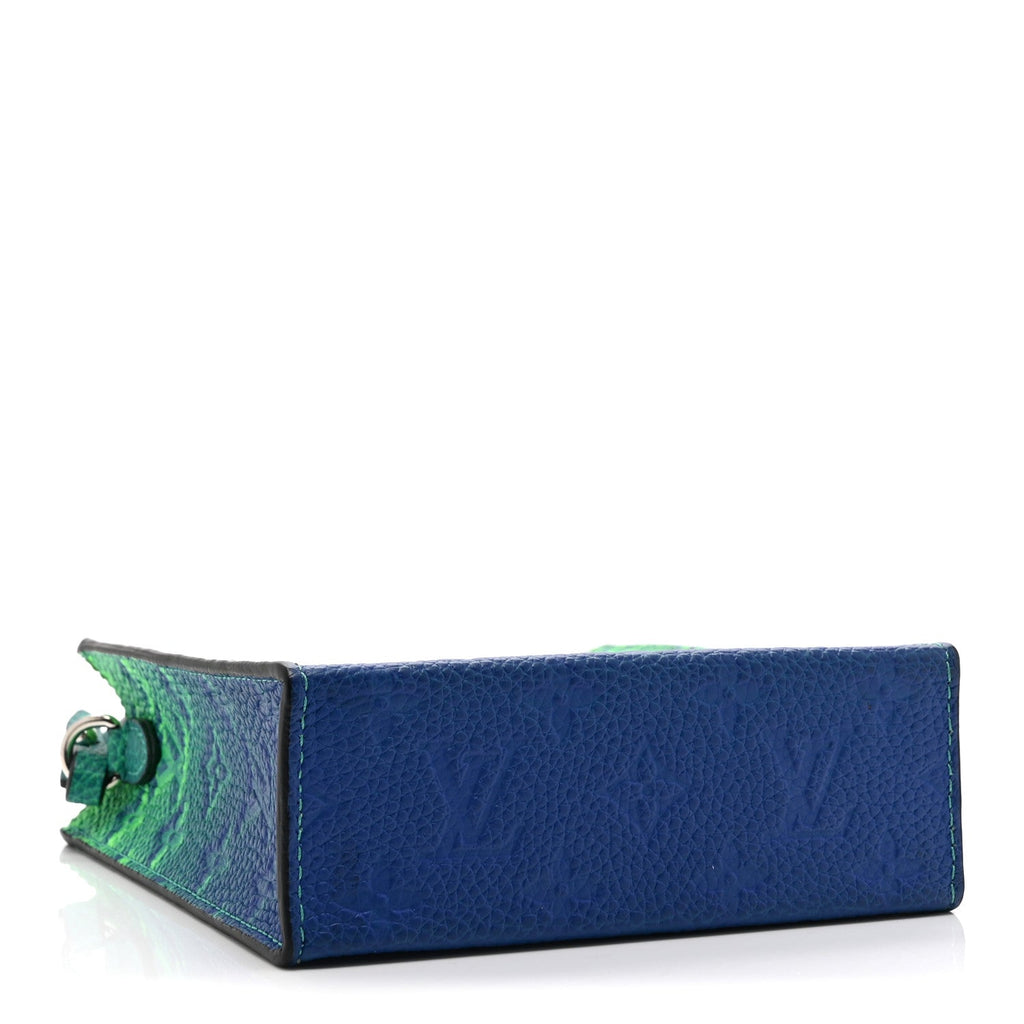 Louis Vuitton Taurillon Illusion Sac Plat XS Bleu Vert
