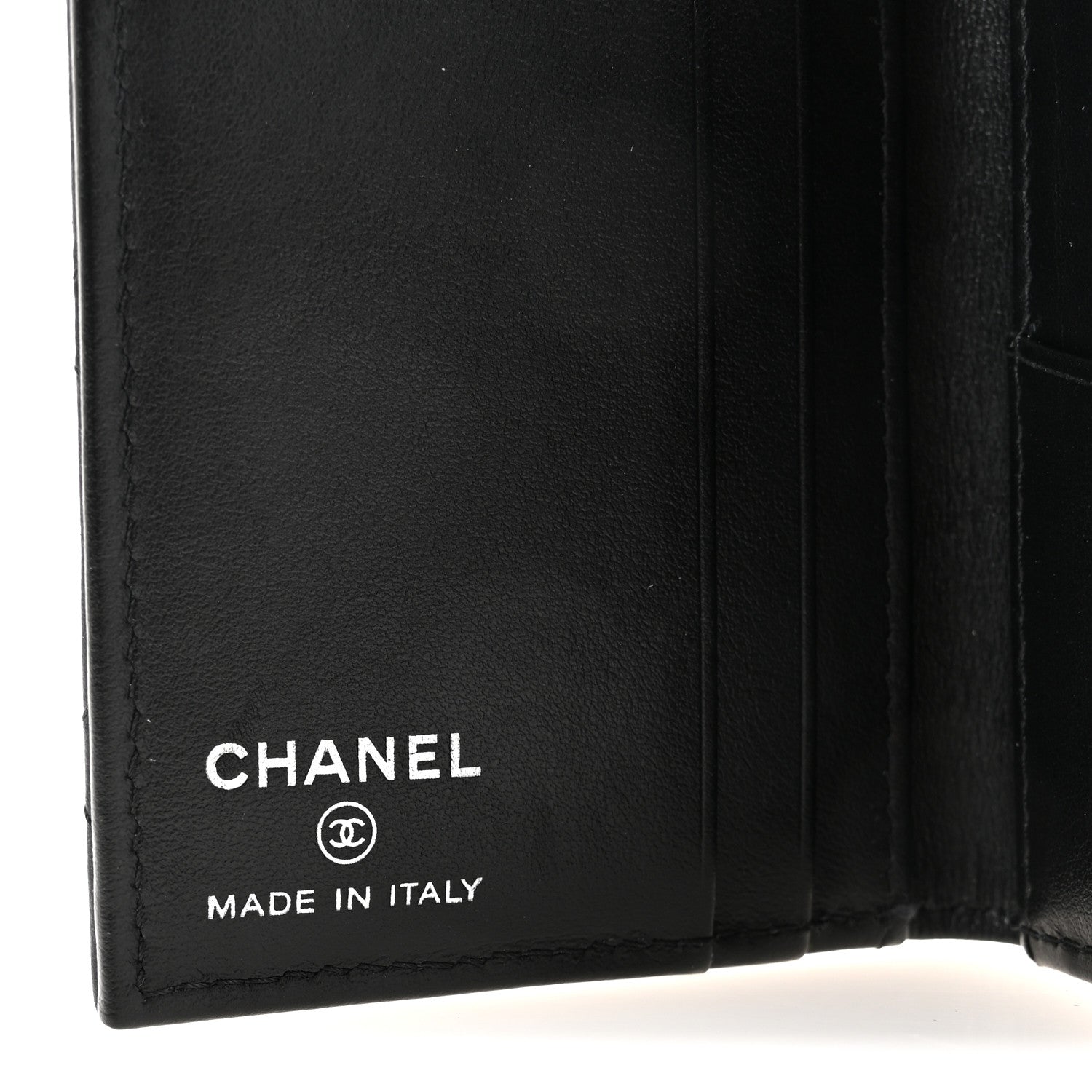Calfskin Quilted Card Holder Wallet So Black