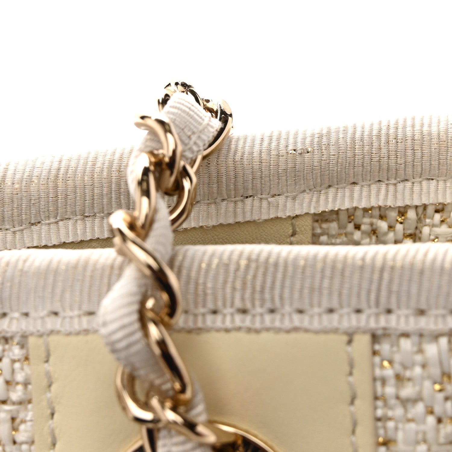 Chanel Lurex Boucle Mini Deauville Tote White