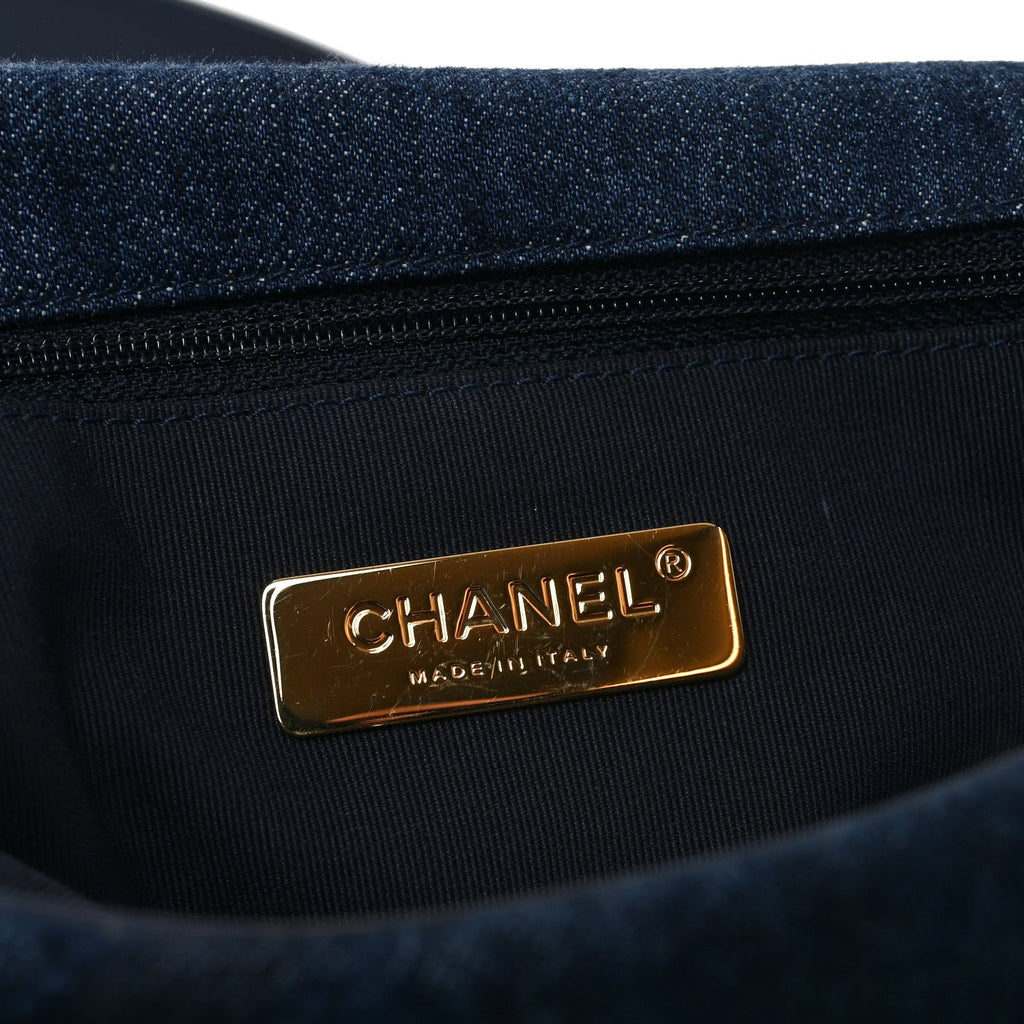 Chanel Denim Quilted Medium Chanel 19 Flap Blue