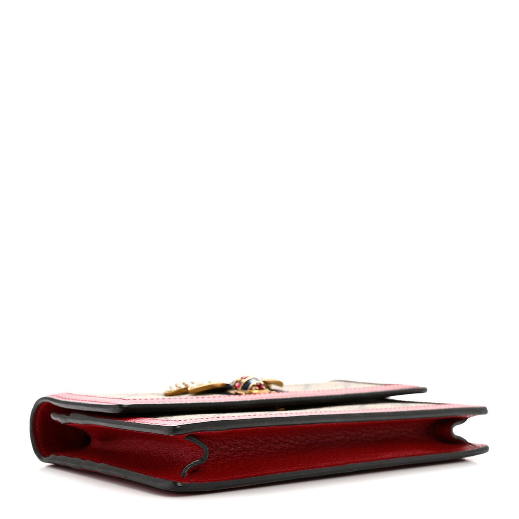 Gucci GG Supreme Monogram Web Queen Margaret Chain Wallet Red