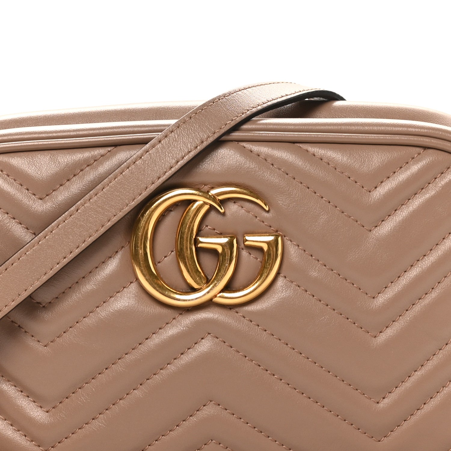 Gucci Calfskin Matelasse Small GG Marmont Chain Shoulder Bag Porcelain Rose
