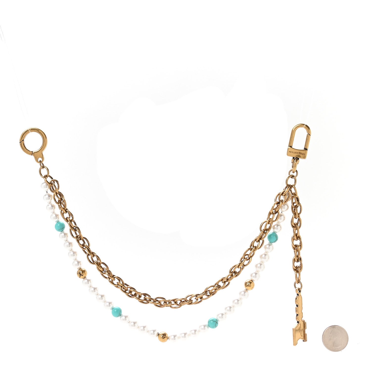 Louis Vuitton Chain Belt Pearls Bag Charm Gold