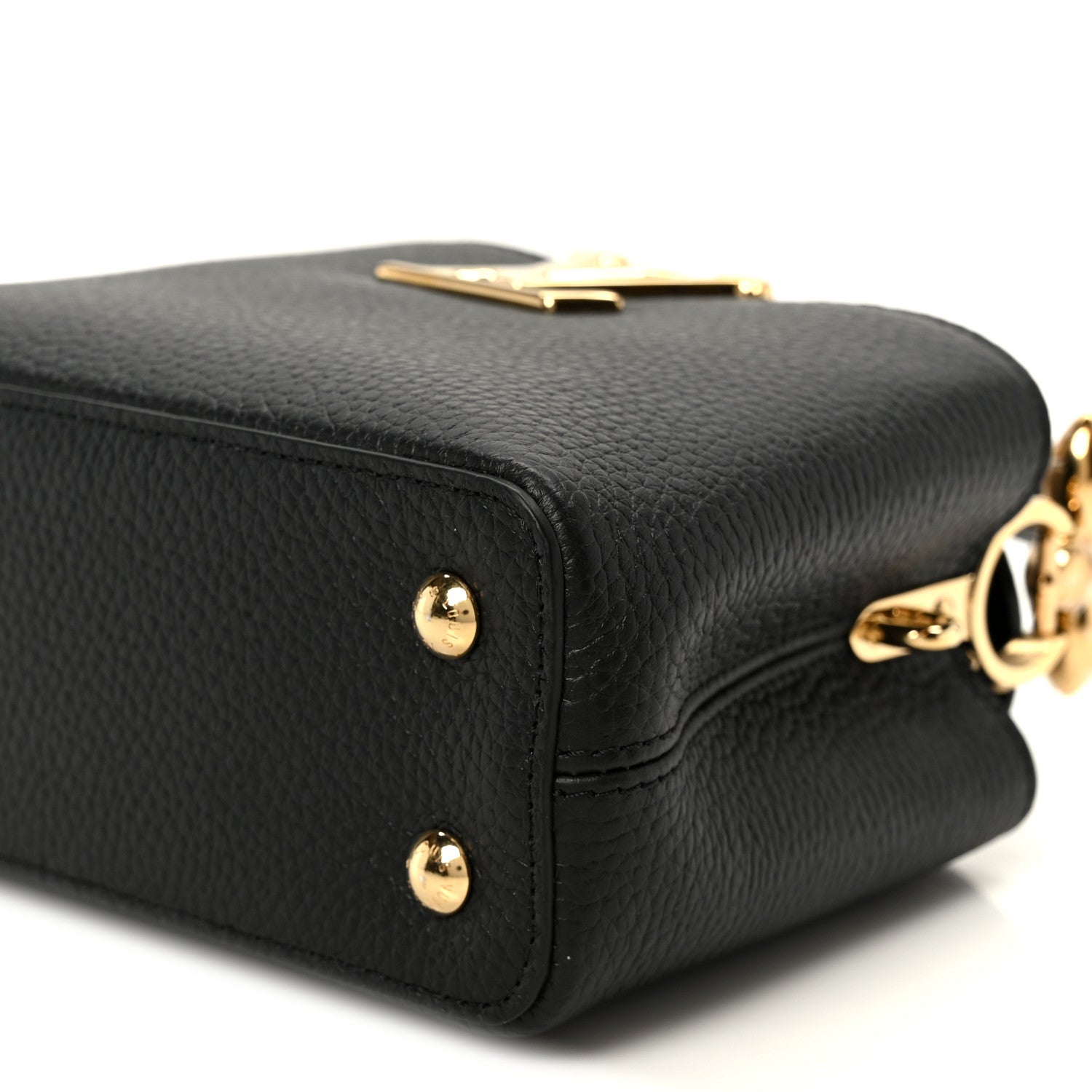 Louis Vuitton Taurillon Embellished Flower Handle Capucines Mini Black