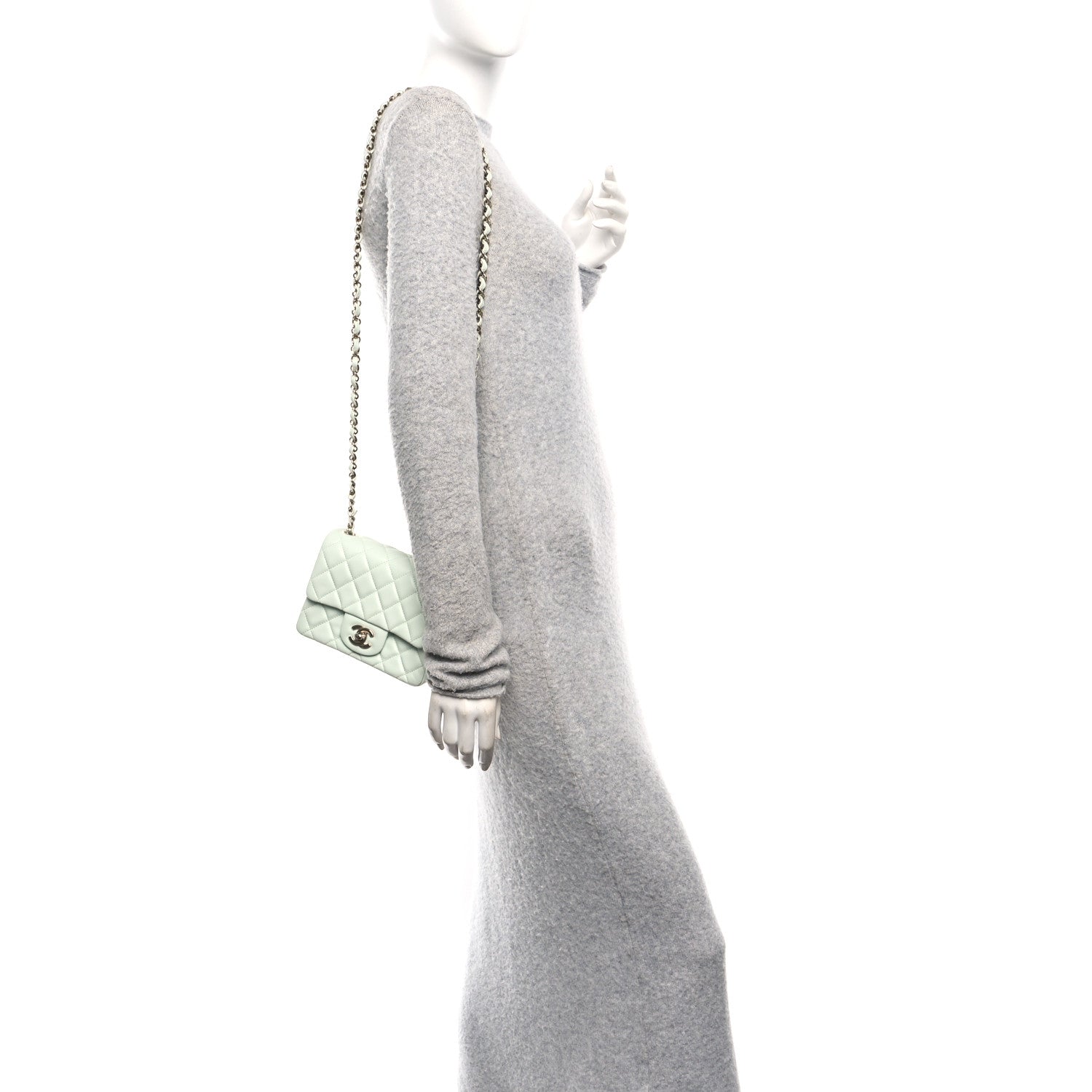 Chanel Lambskin Quilted Mini Square Flap Light Green