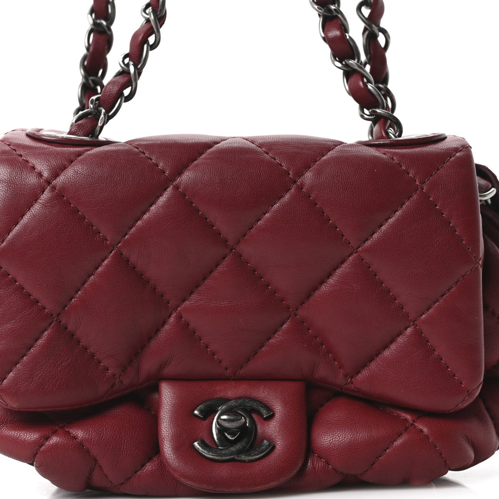 Chanel Lambskin Quilted Mini Round Flap Red