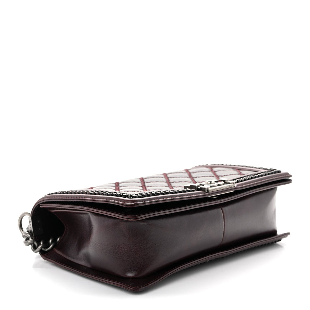 Chanel Goatskin Quilted New Medium Boy Handle Flap Burgundy