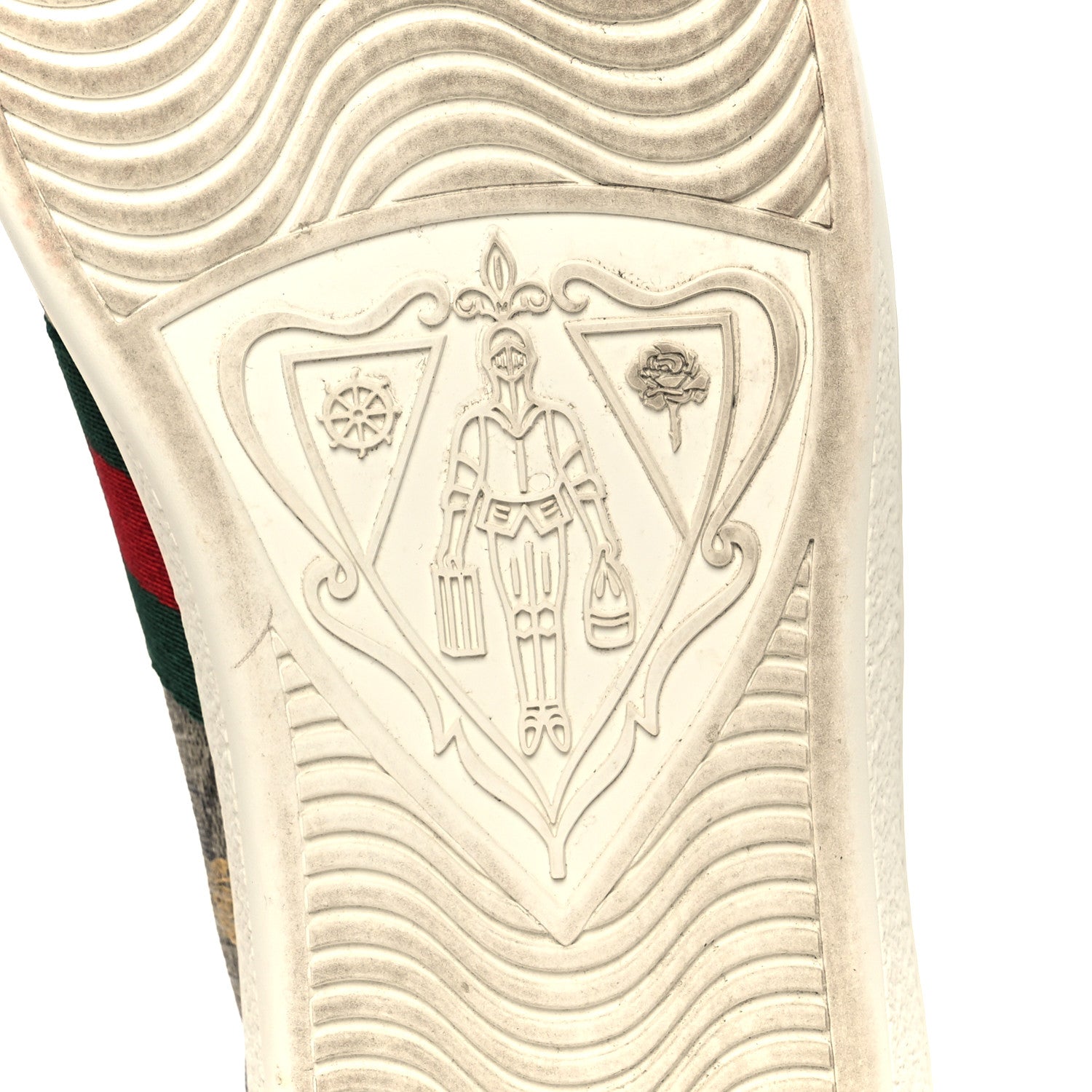 Gucci GG Supreme Monogram Bees Ayers Web Womens Ace Sneakers 37 Beige Oro Green Red