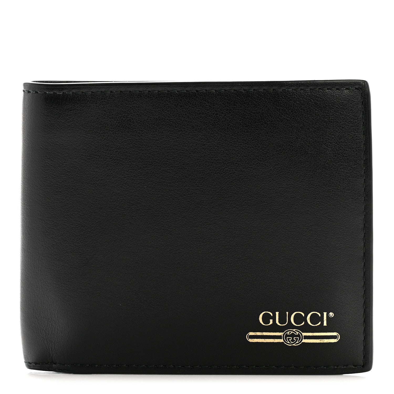 Gucci Plutone Calfskin Logo Bi-Fold Wallet Black