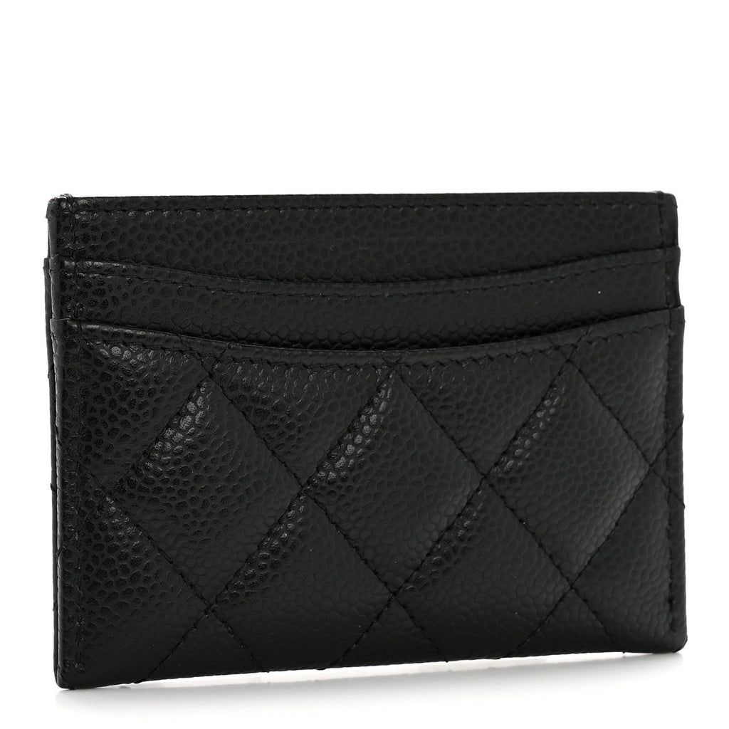 Caviar Quilted Card Holder Black