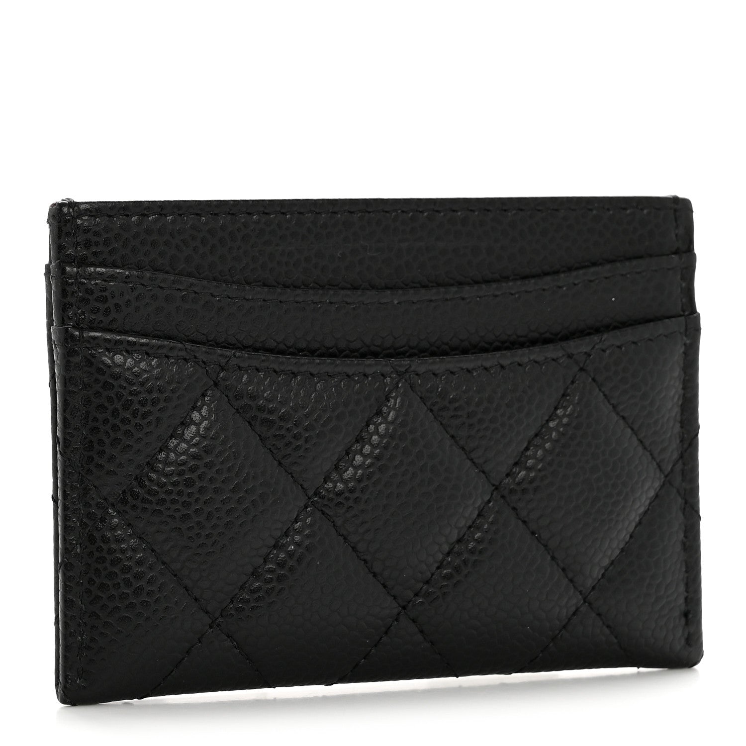 Caviar Quilted Card Holder Black