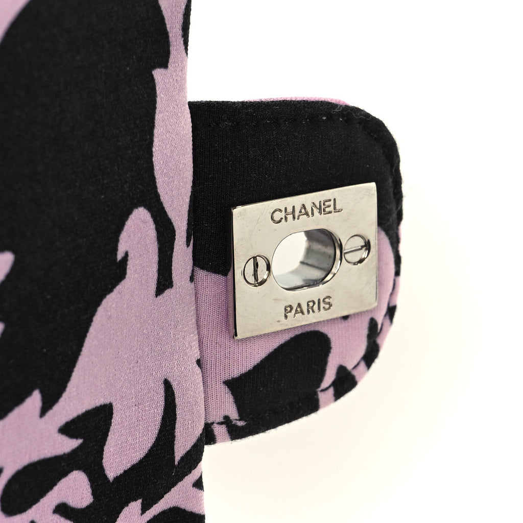Chanel Printed Fabric East West Flap Black Pink
