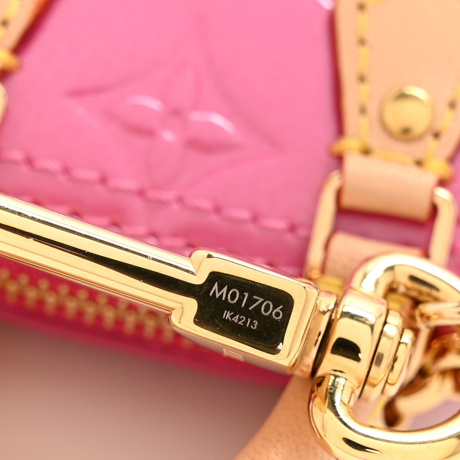 Louis Vuitton Vernis Monogram Micro Alma Bag Charm Key Holder Neon Pink