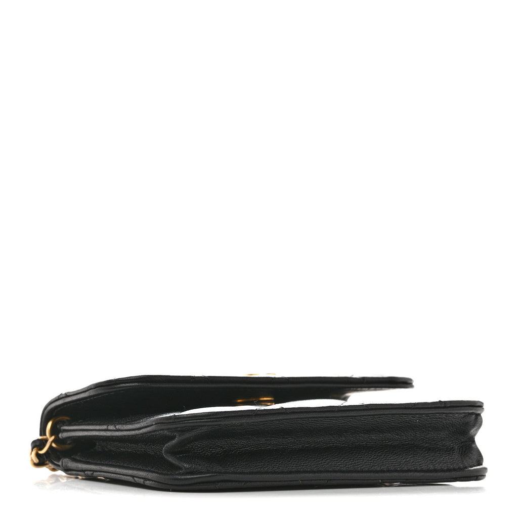 Chanel Lambskin Quilted Pearl Crush Clutch With Chain Black
