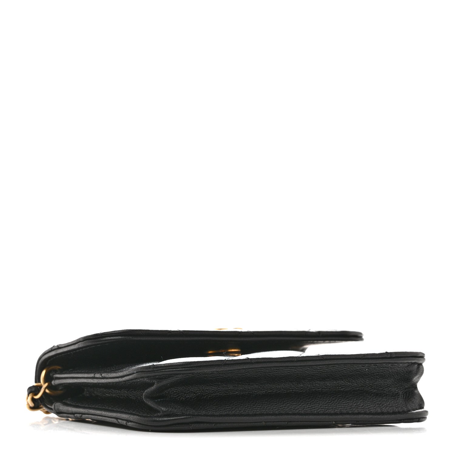Chanel Lambskin Quilted Pearl Crush Clutch With Chain Black