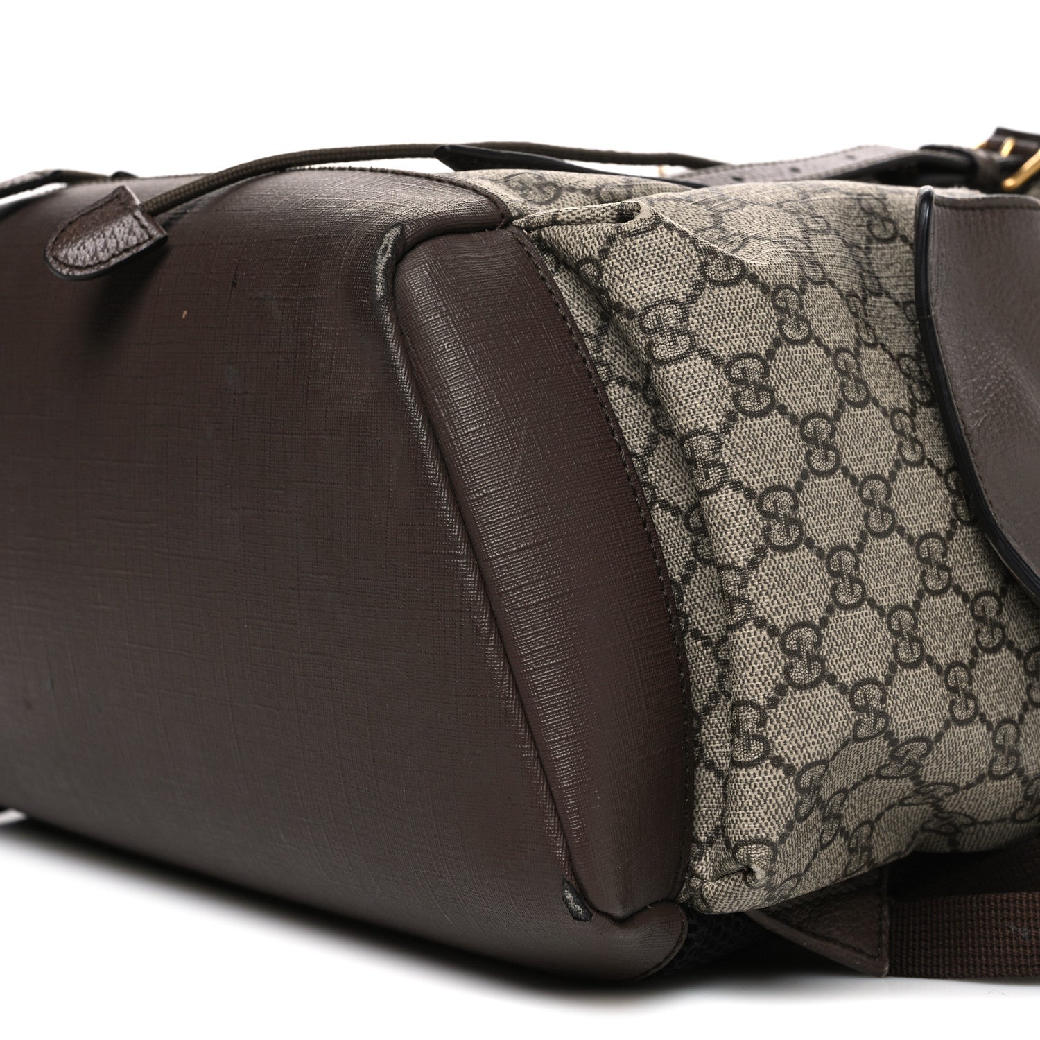 Gucci GG Supreme Monogram Medium Ophidia Double Buckle Backpack Brown