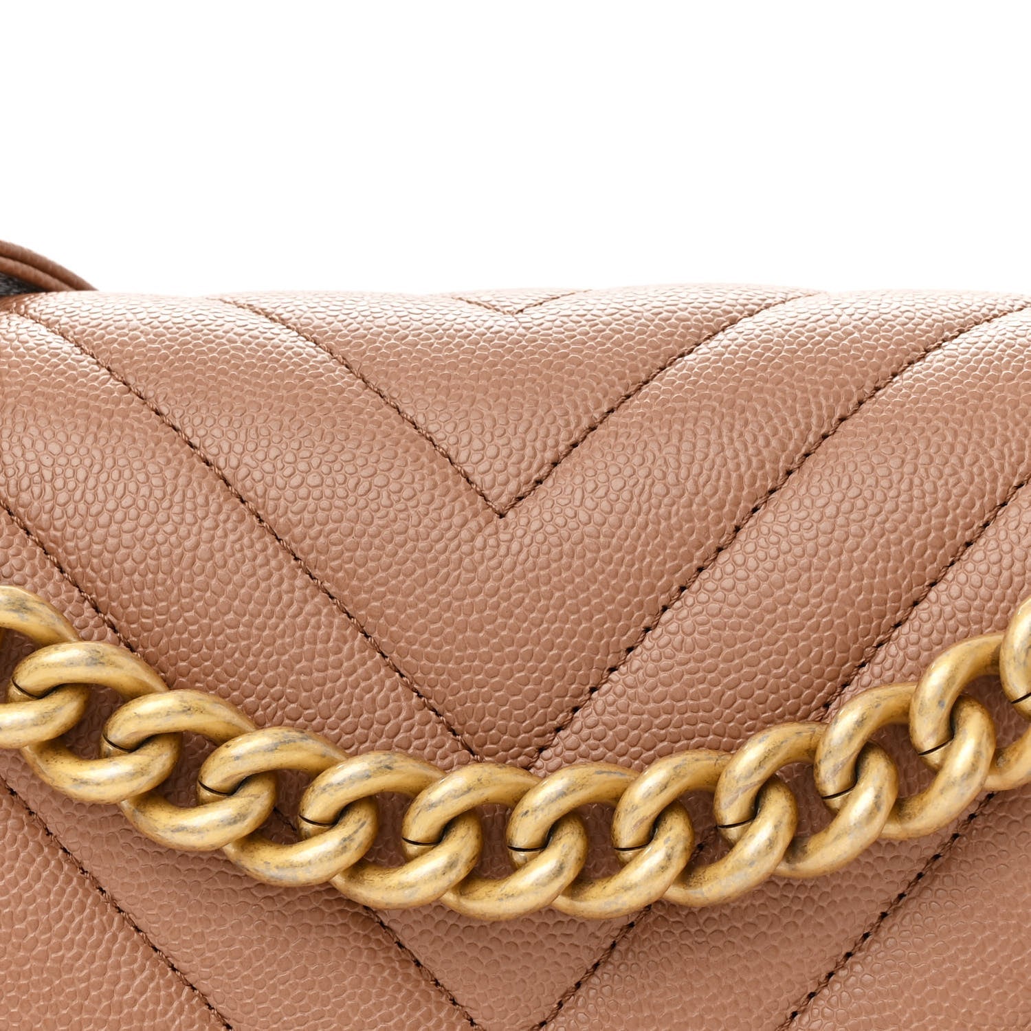 Chanel Caviar Chevron Quilted Medium Boy Flap Brown
